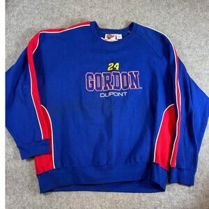 VINTAGE Jeff Gordon Sweatshirt Mens Blue Dupont NASCAR Winners Circle Racing XL